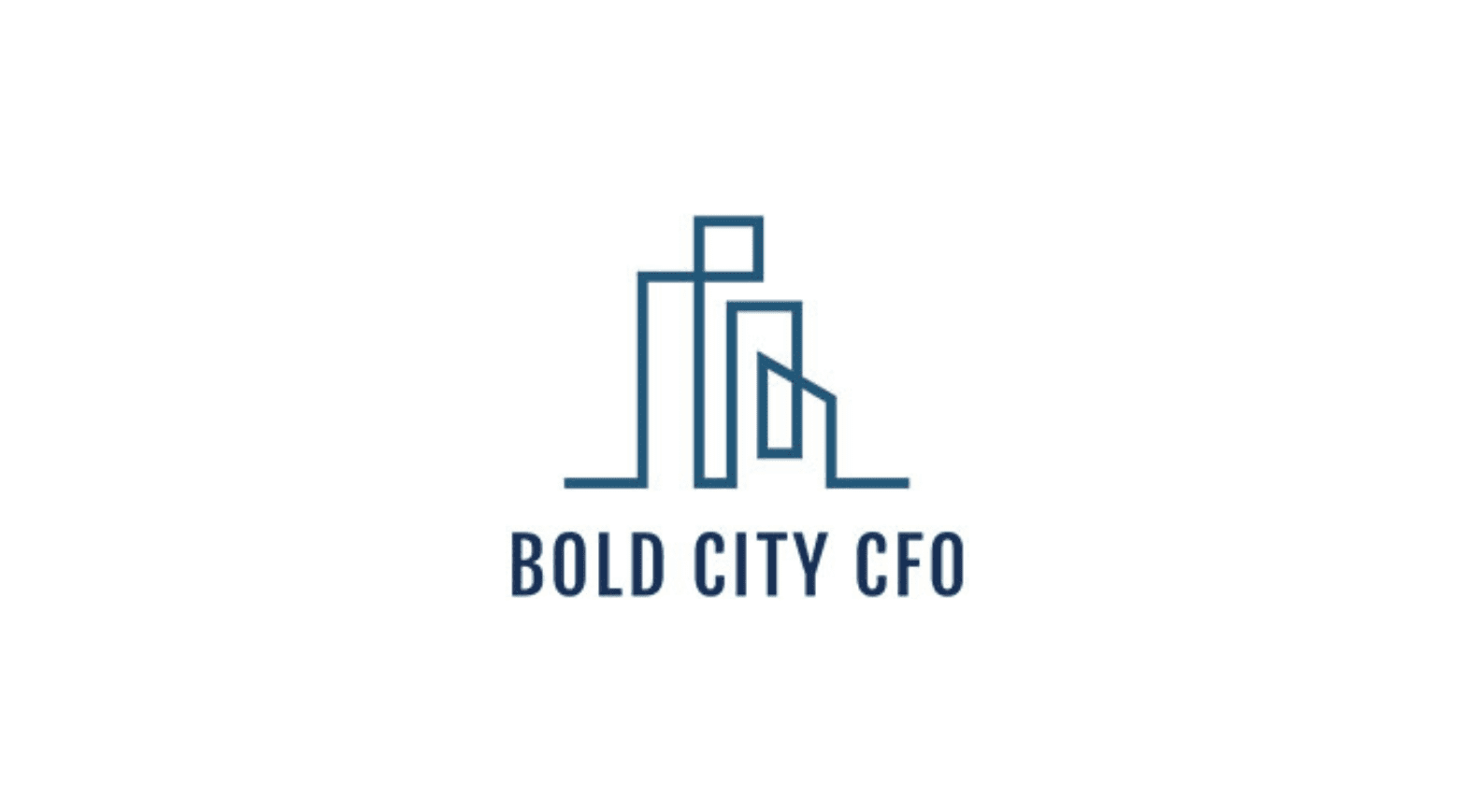 A blue and white logo of bold city cfo