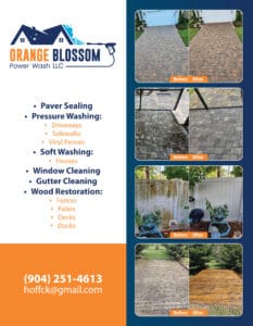 A flyer for orange blossom power wash