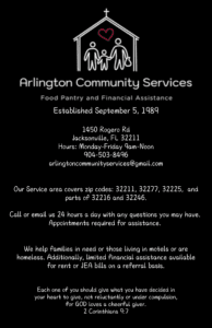 A black and white advertisement for the arlington community services.